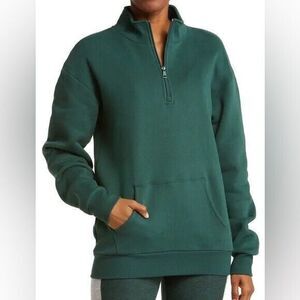NEW Size S Beyond Yoga Forest Green Recharge Pullover Fleece 1/4 Zip Sweatshirt